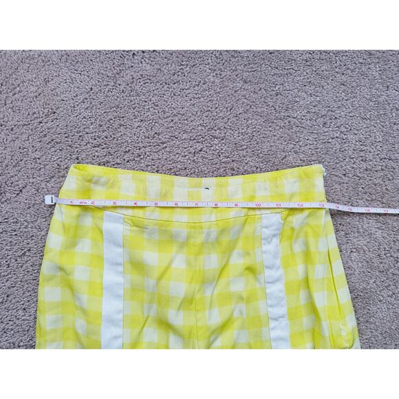 Jonathan Simkhai Yellow Gingham Snap Wide-Leg Trousers Pants XS 32" Statement - Picture 5 of 6